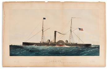 (CIVIL WAR--NAVY.) Parsons, Charles Richard; lithographer. The United States Gunboat Lenapee.